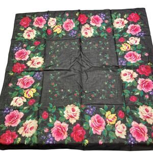 ECHO Club 7 Scarf Black Multi-Color Floral 34” Square